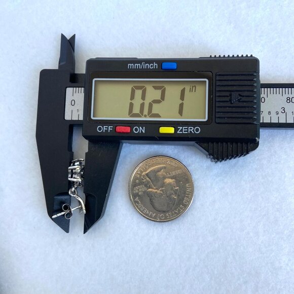 Sterling Silver 925 Cubic Zirconia & Marcasite Flower Dangle Stud Earrings - Picture 16 of 16